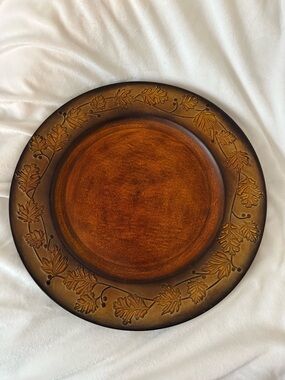 Decorative Brown Oak Leaf Charger Plate - Home Dining